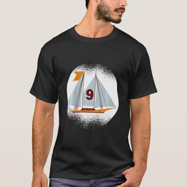 Camiseta Capitán de Barco de Niños Líder de Barco Ich Bin 9 (Anverso)