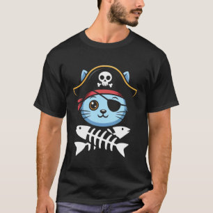 Camiseta Capitán de barco pirata gato esqueleto freeboater