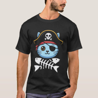 Camiseta Capitán de barco pirata gato esqueleto freeboater