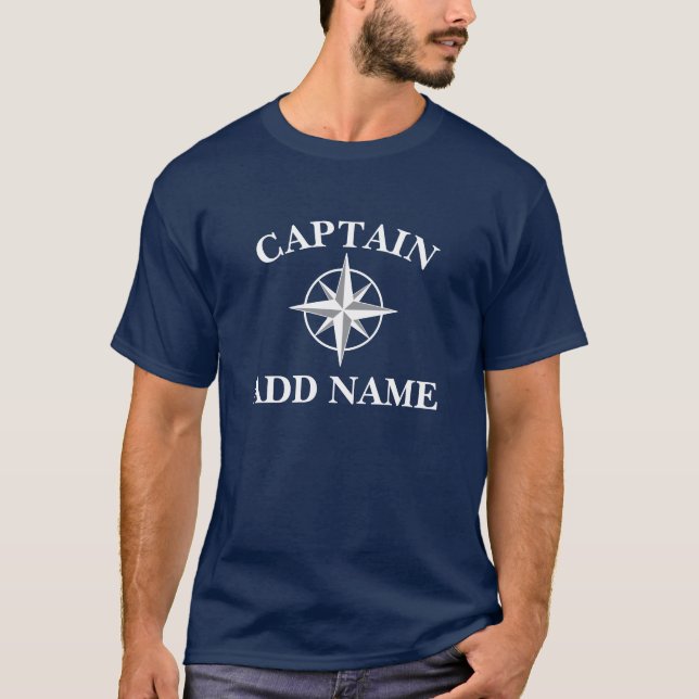 Camiseta Capitán de barco T-Shirt con estrella de rosa de l (Anverso)