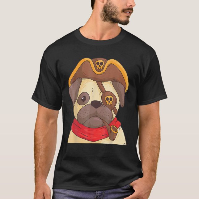 Camiseta Capitán De Halloween Perro Disfraz Pirata Para Hom (Anverso)