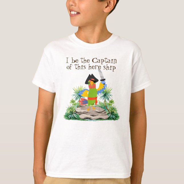 Camiseta Capitán de la nave, loro vestido como pirata (Anverso)