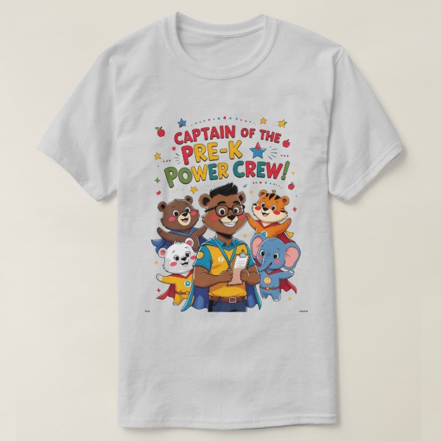 Camiseta Capitán de la tripulación de poder pre-K (Diseño del anverso)