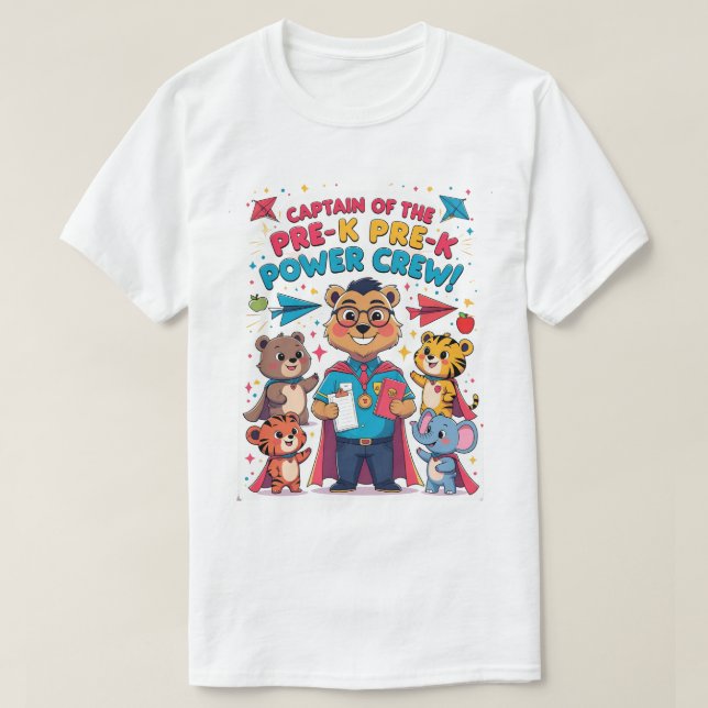 Camiseta Capitán de la tripulación de poder pre-k (Diseño del anverso)