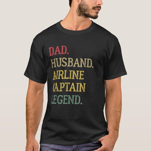 Camiseta Capitán de Leyenda de la aerolínea Dad Husband (Anverso)
