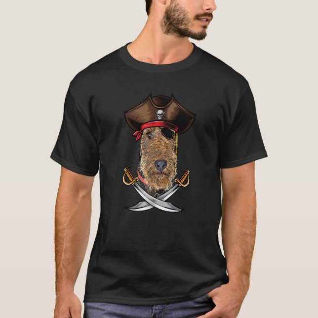 Camiseta Capitán de piratas de perro de Airedale Terrier Ha (Anverso)