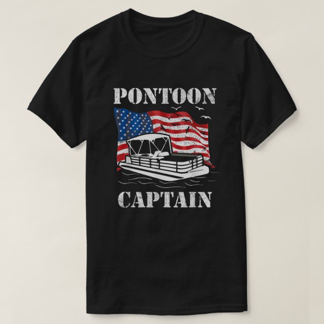 Camiseta Capitán de pontón Bandera Americana Pontoon Bote L (Diseño del anverso)