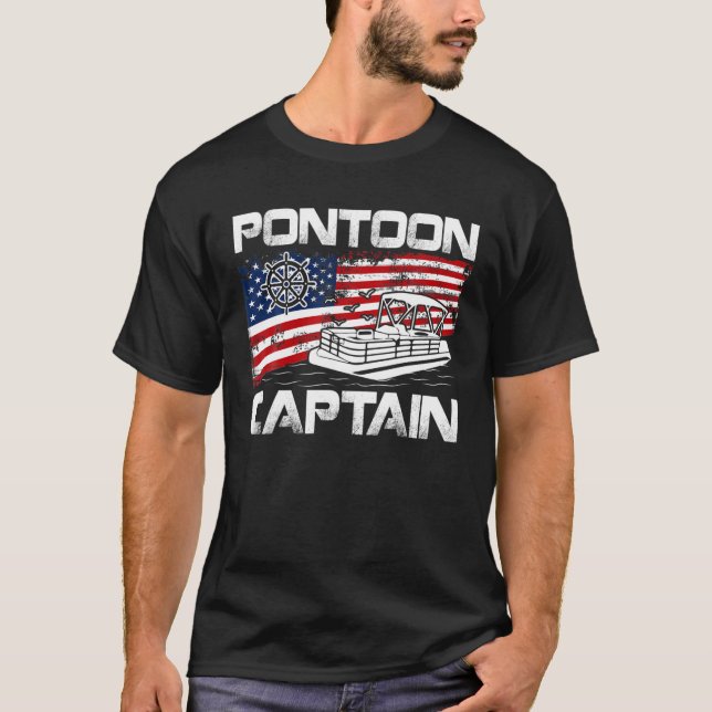 Camiseta Capitán de pontón Bandera Americana Pontoon Bote L (Anverso)