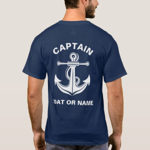 Camiseta Capitán del barco azul de la Marina Náutica Anchor