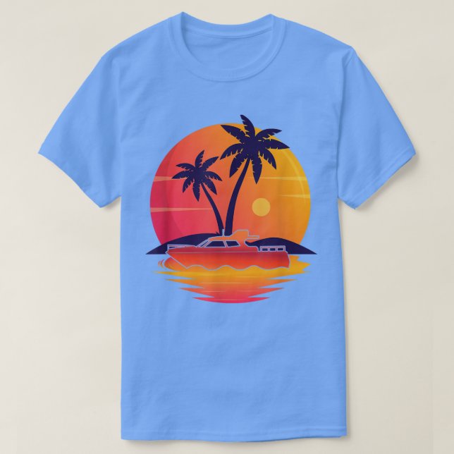 Camiseta Capitán del barco del motor del atardecer (Diseño del anverso)