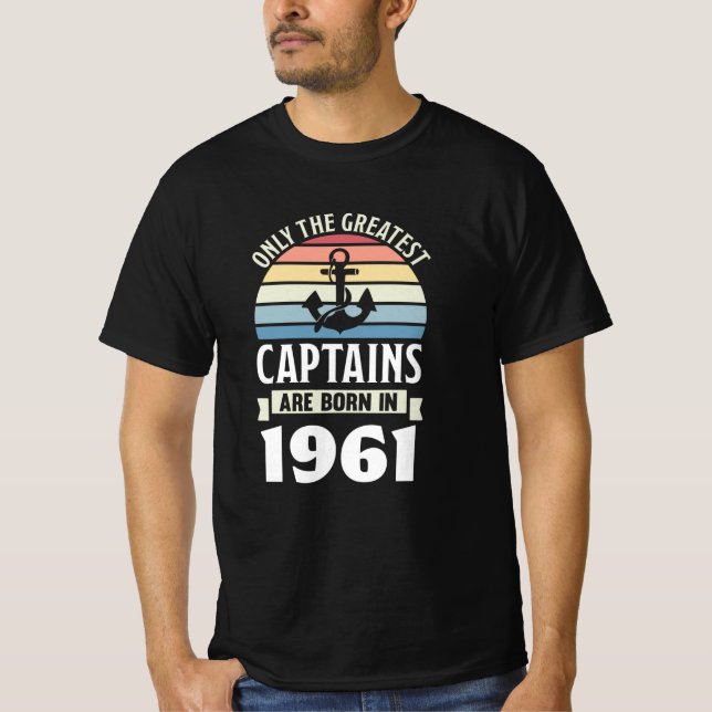 Camiseta Capitán del barco nacido en 1961 Regalo de cumplea (Anverso)