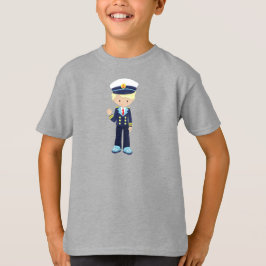 Camiseta Capitán del barco, navegante, chico lindo, pelo ru