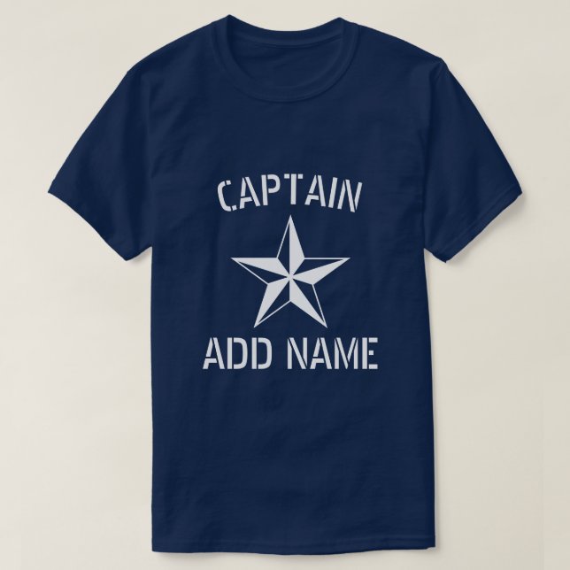 Camiseta Capitán del barco personalizado nombre gran marina (Diseño del anverso)