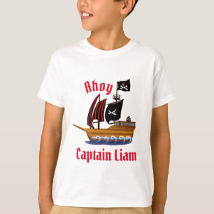 Camiseta Capitán del barco pirata Ahoy Personalizar nombre