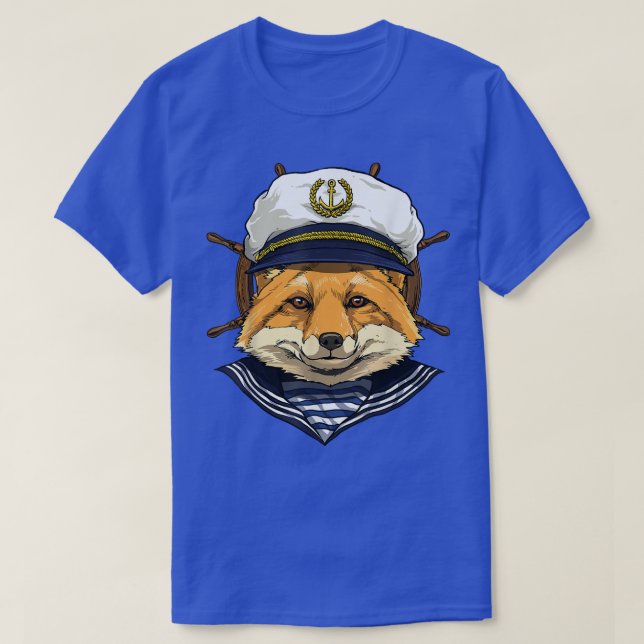 Camiseta Capitán del bote Fox Sailor Wildlife Fox Forest (Diseño del anverso)