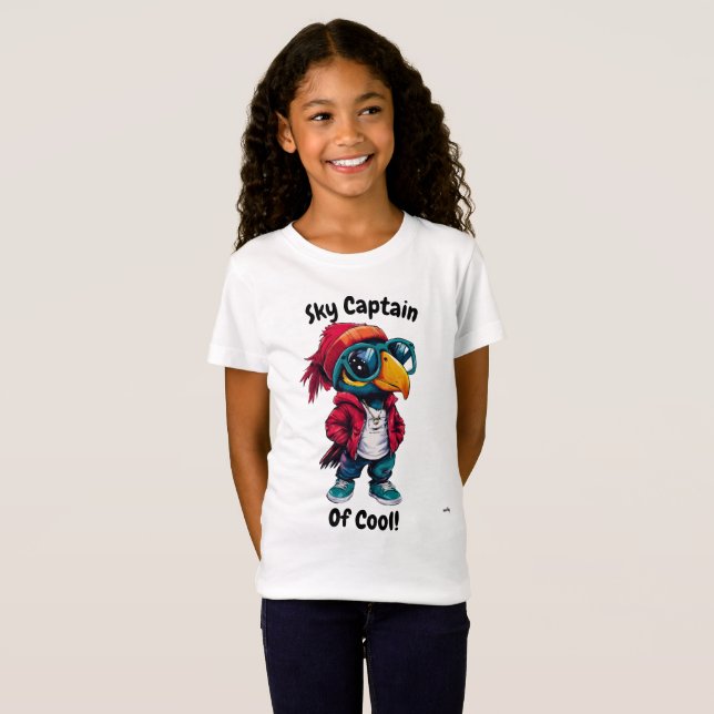 Camiseta Capitán del Cielo de lo Cool: Ropa con Tema de Ave (Anverso completo)