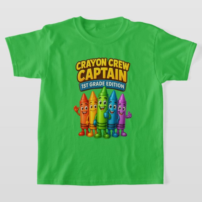 Camiseta Capitán del equipo de Crayon de primer grado Tee (Distribución)