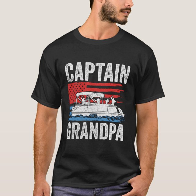 Camiseta Capitán del pontón Abuelo Uu Búho de la bandera es (Anverso)
