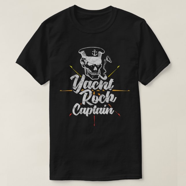 Camiseta Capitán del rock náutico Boat Beber Fiesta Fumar (Diseño del anverso)