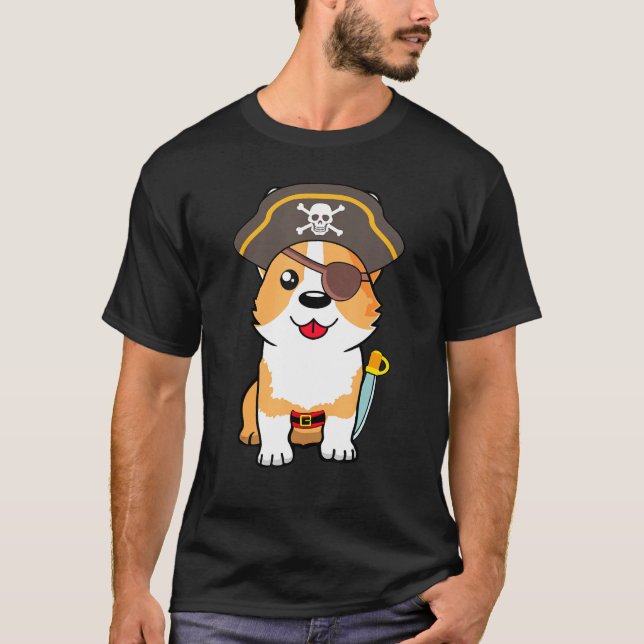 Camiseta Capitán fácil de Halloween del pirata de perro de  (Anverso)