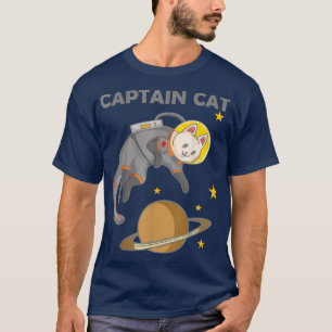 Camiseta Capitán Gato, planeta, astronauta, turista, gato e