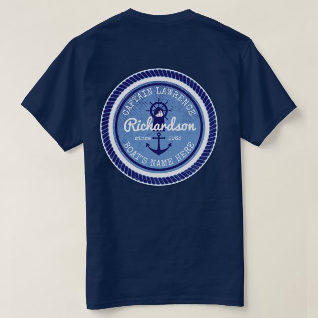 Camiseta Capitán Nautical Anchor Helm (Reverso del diseño)