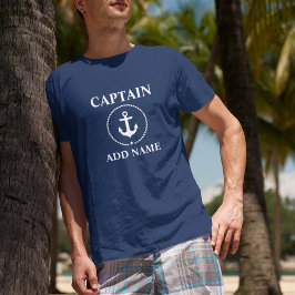 Camiseta Capitán Náutico Añadir Nombre Anclar Rope Azul