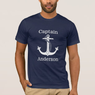 Camiseta Capitán Náutico Ancla Blanco Personalizado