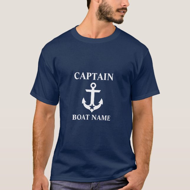 Camiseta Capitán Náutico Nombre Barco Estrella Azul (Anverso)