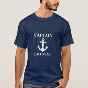 Camiseta Capitán Náutico Nombre de barco Anchor Azul