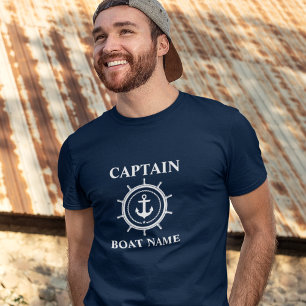 Camiseta Capitán Náutico Nombre de barco Anchor Rope Helm