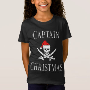 Camiseta Capitán Navidades Holiday Pirate Skull Santa Hat B