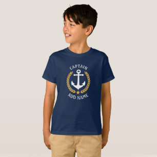 Camiseta Capitán Nombre Barco Anchor Azul de la Marina de O