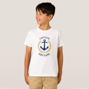 Camiseta Capitán Nombre Barco Anchor Laurel Boys Blanco