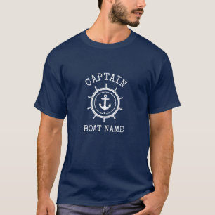 Camiseta Capitán Nombre De Barco Ancla Náutica Rope Helm Az