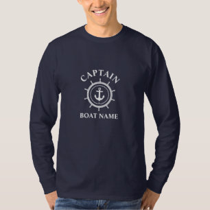 Camiseta Capitán Nombre del barco Ancla Náutica Helm Blue L