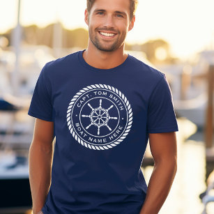 Camiseta Capitán nombre del barco armazón de la cuerda rued
