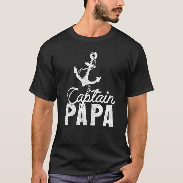 Camiseta Capitán Papa Anchor de barco Pontoon (Anverso)