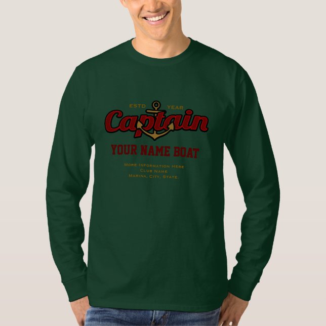 Camiseta Capitán personalizado Name Boat Year y más (Anverso)
