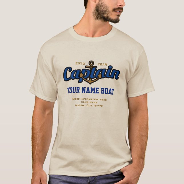 Camiseta Capitán personalizado Name Boat Year y más (Anverso)