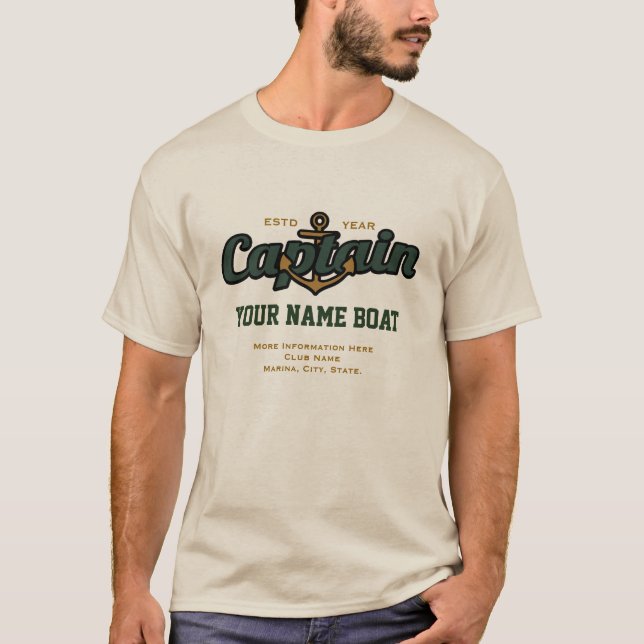 Camiseta Capitán personalizado Name Boat Year y más (Anverso)