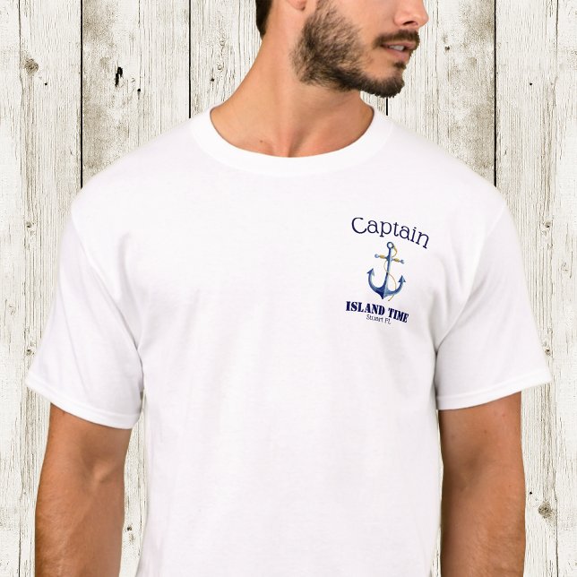Camiseta Capitán personalizado, nombre del barco y anclaje  (Boat Name and Home Port Captain T-Shirt 👕)