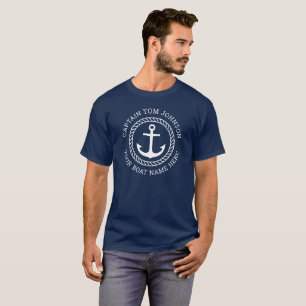 Camiseta capitán personalizado y ancla de nombre del barco 