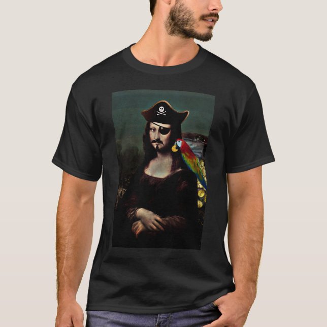 Camiseta Capitán Pirata de Mona Lisa con bigote (Anverso)
