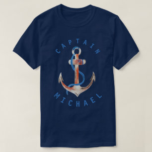 Camiseta Capitán Shirt Watercolor Anchor Personalized