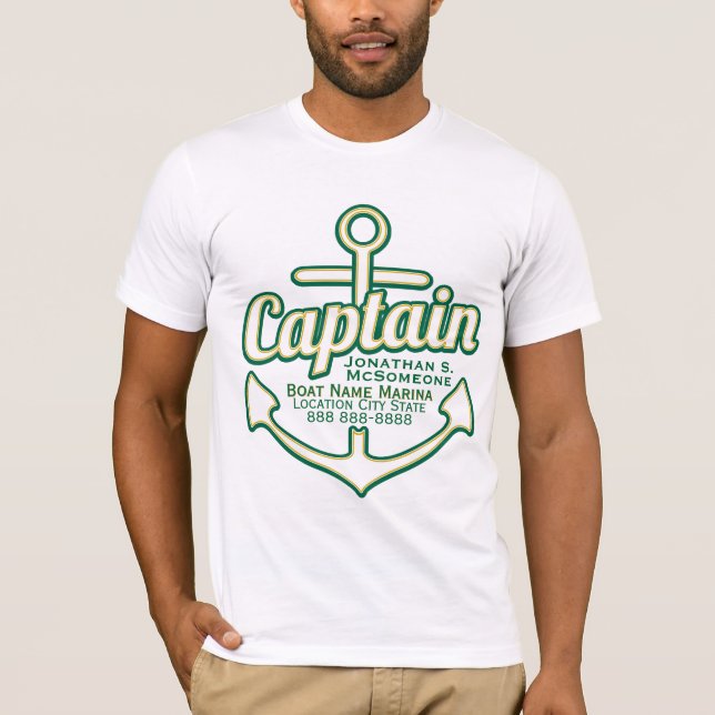 Camiseta Capitán totalmente personalizado Anchor Nautical T (Anverso)