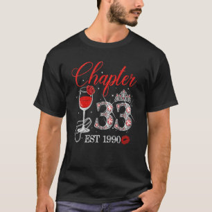 Camiseta Capítulo 33 Años EST 1990 33º cumpleaños Rosa Roja