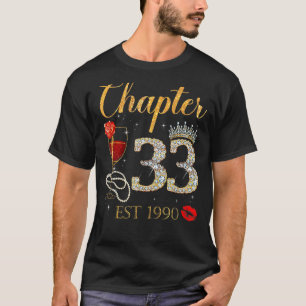 Camiseta Capítulo 33 Años EST 1990 33a cumpleaños Rosa Roja