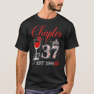 Camiseta Capítulo 37 Años EST 1986 37º cumpleaños Rosa Roja