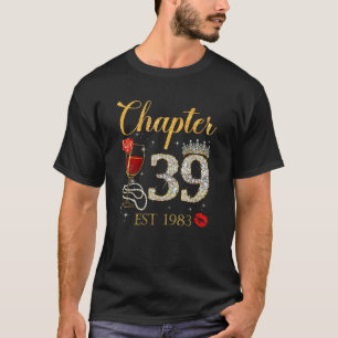 Camiseta Capítulo 39 Años EST 1983 39º cumpleaños Rosa Roja